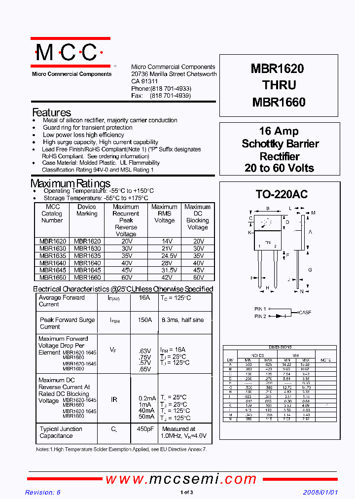 MBR1645-BP_7478628.PDF Datasheet