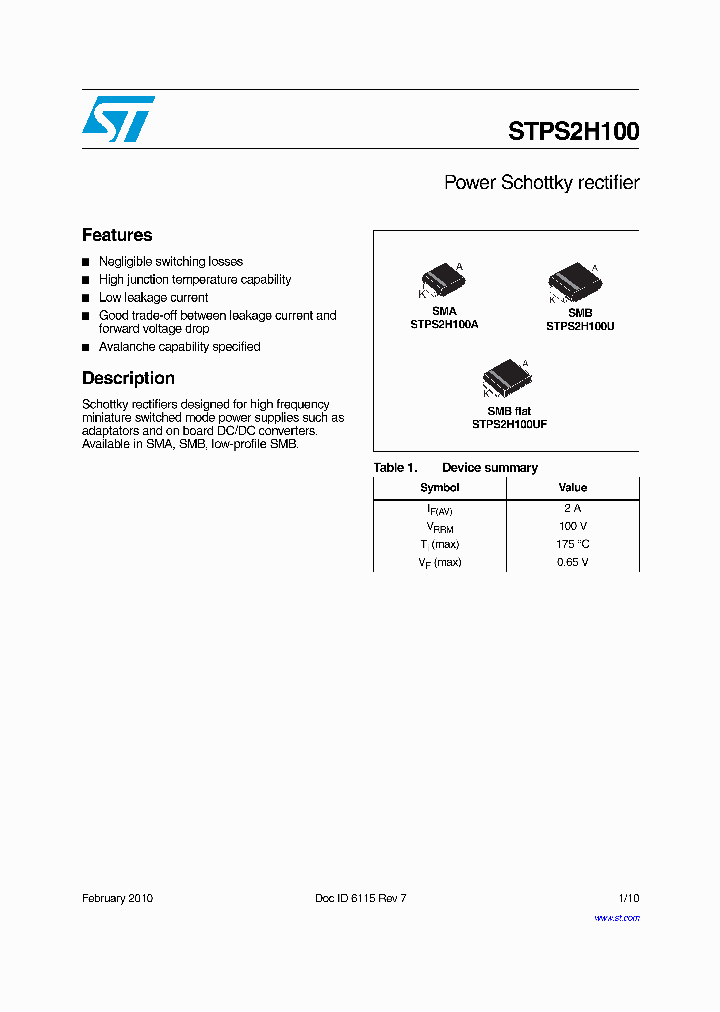 STPS2H10010_7482177.PDF Datasheet