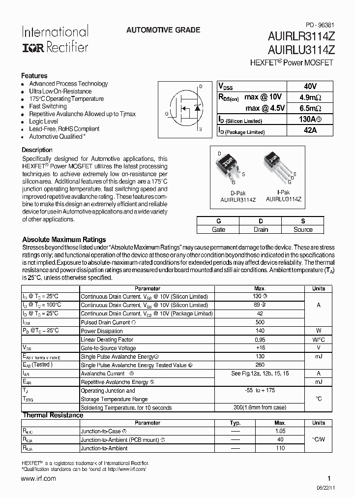 AUIRLR3114Z_7488980.PDF Datasheet