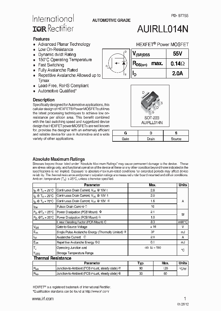 AUIRLL014N_7490749.PDF Datasheet
