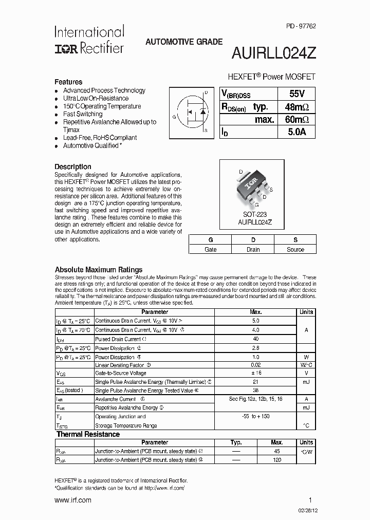 AUIRLL024Z_7490751.PDF Datasheet