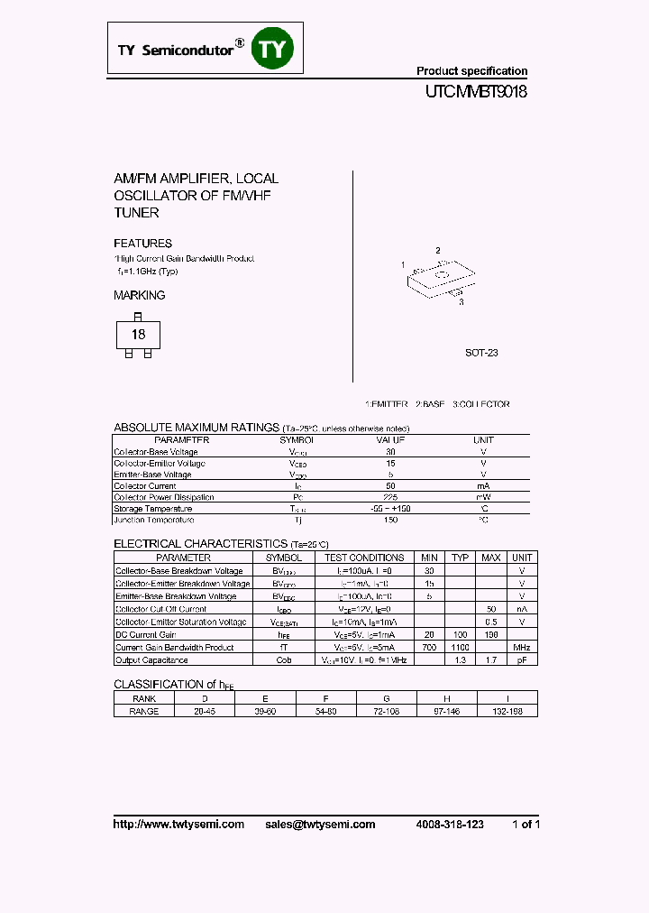 MMBT9018_7491560.PDF Datasheet