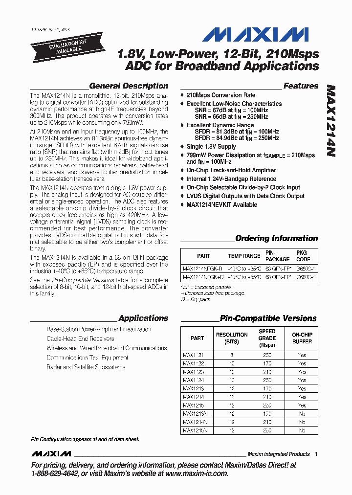 MAX1214NEGKD_7494112.PDF Datasheet