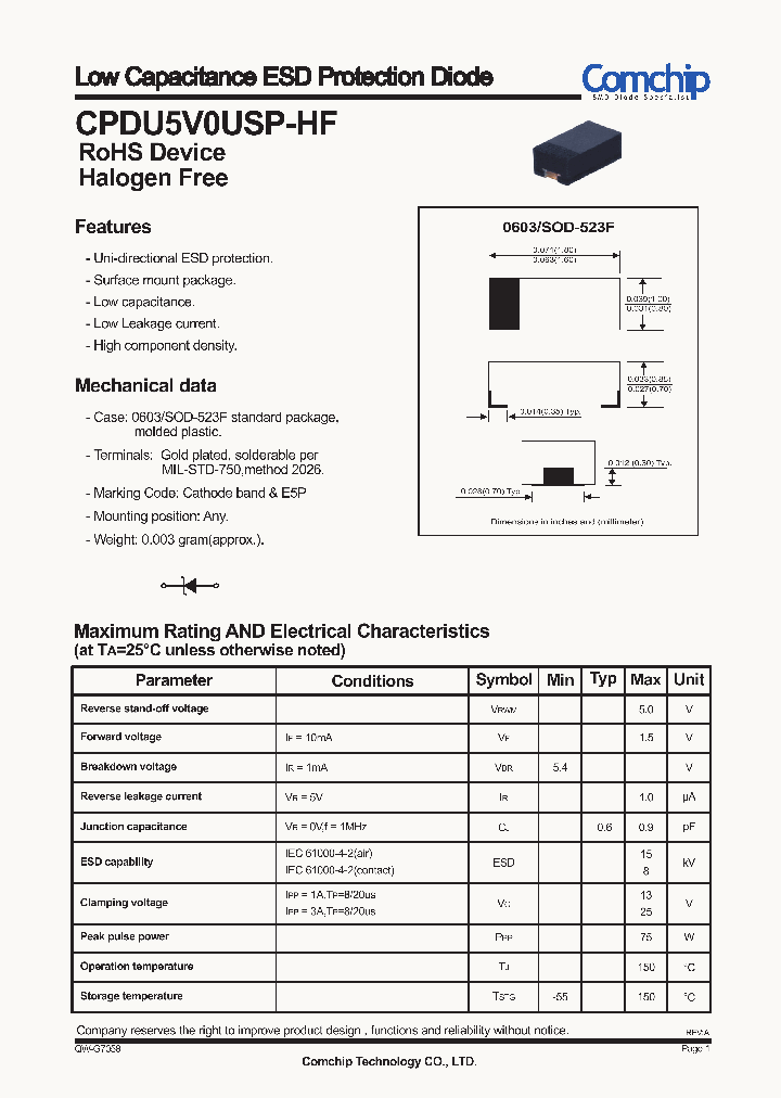 CPDU5V0USP-HF_7494592.PDF Datasheet