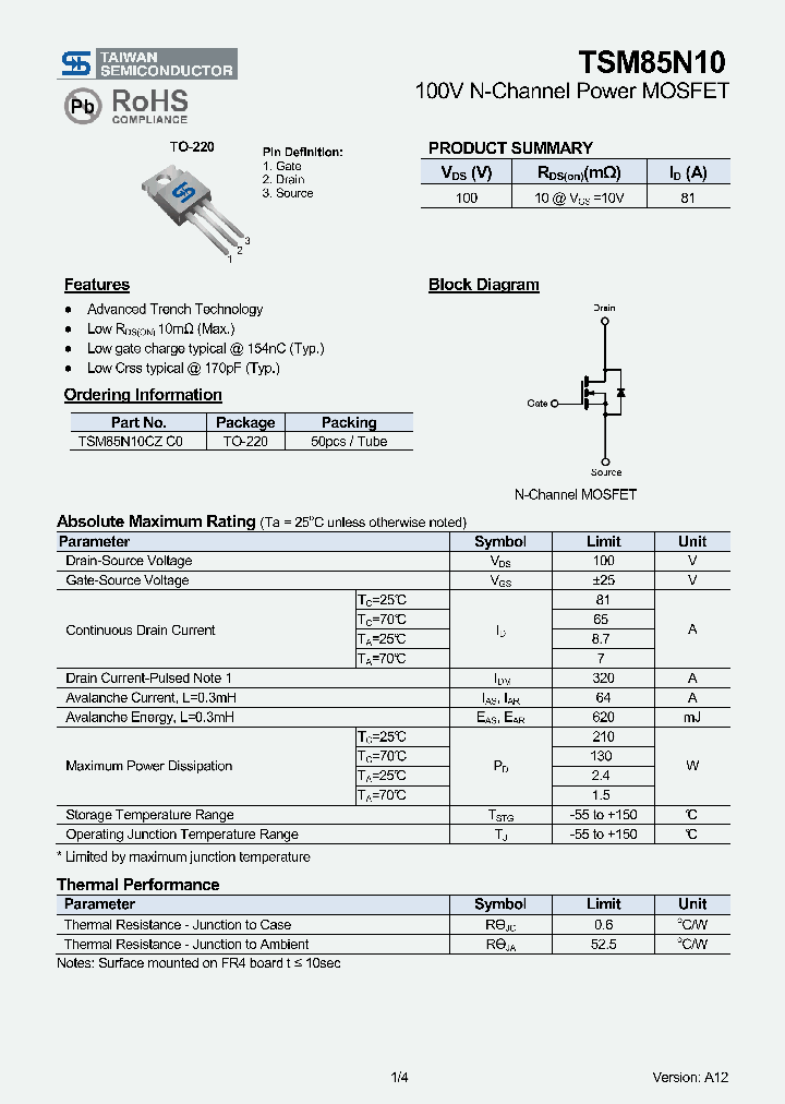 TSM85N10_7495409.PDF Datasheet