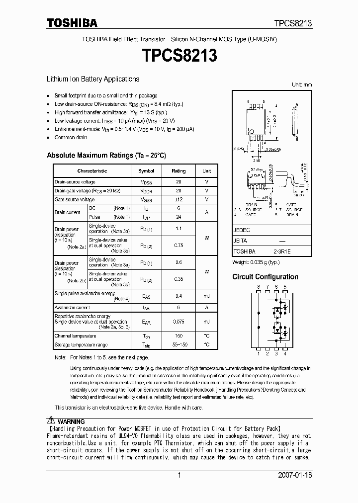 TPCS8213_7497077.PDF Datasheet
