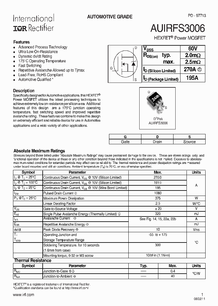 AUIRFS3006_7499358.PDF Datasheet