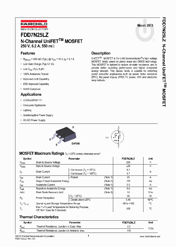 FDD7N25LZTM_7500076.PDF Datasheet