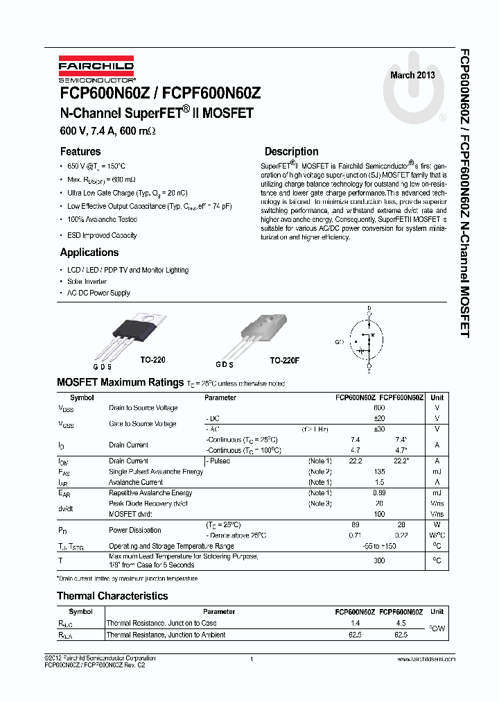 FCPF600N60Z_7502713.PDF Datasheet