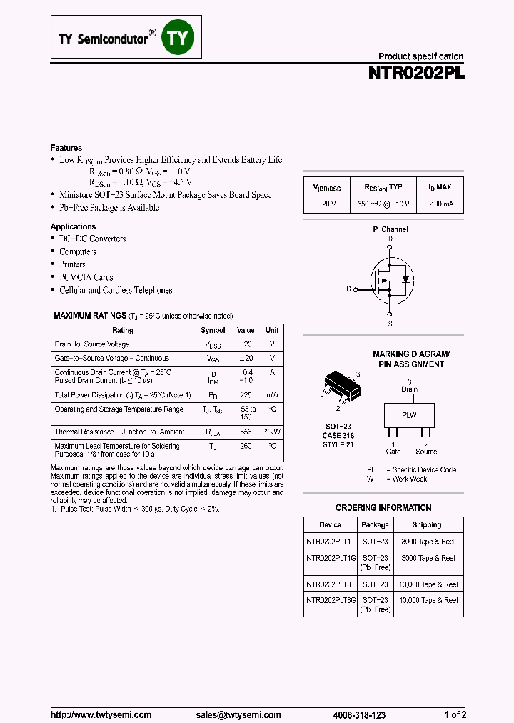 NTR0202PLT1_7503410.PDF Datasheet