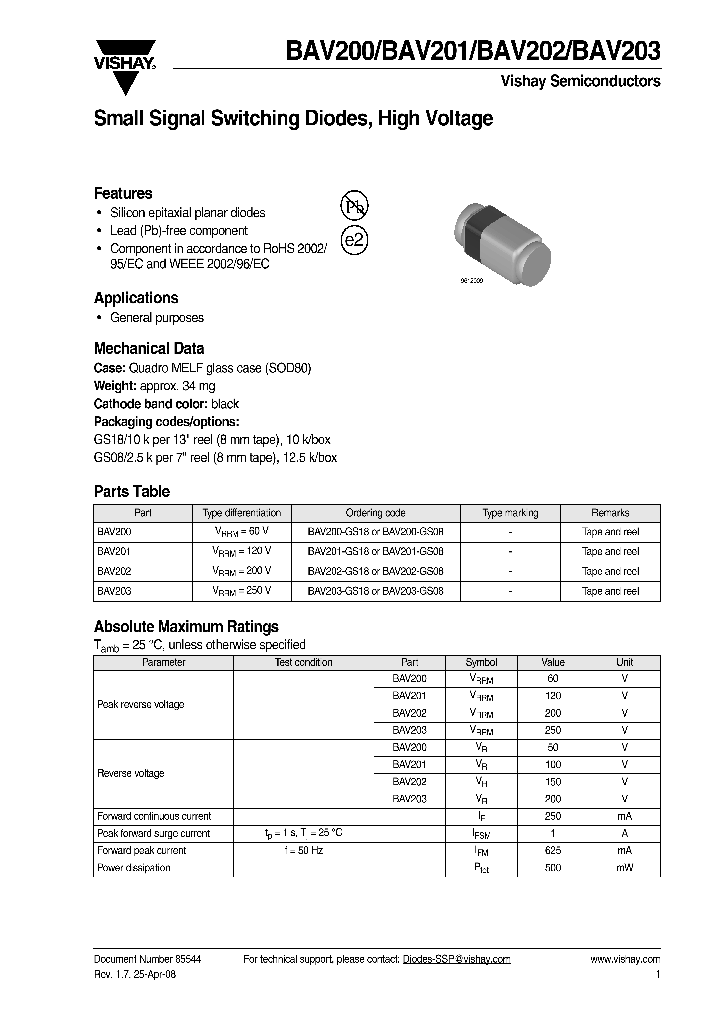 BAV201-GS08_7504669.PDF Datasheet