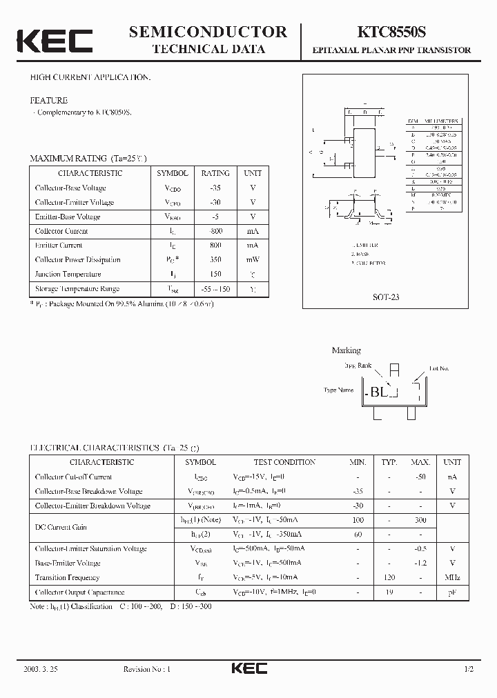 KTC8550S_7504742.PDF Datasheet