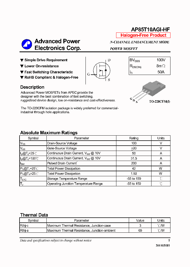 AP85T10AGI-HF_7506483.PDF Datasheet