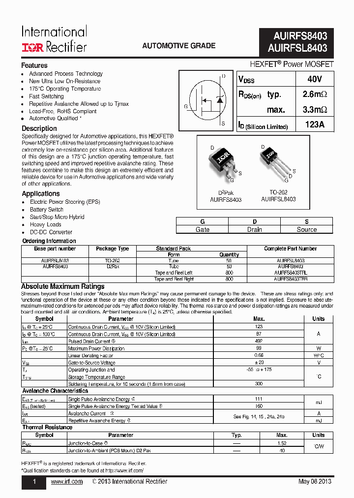 AUIRFS8403_7507318.PDF Datasheet