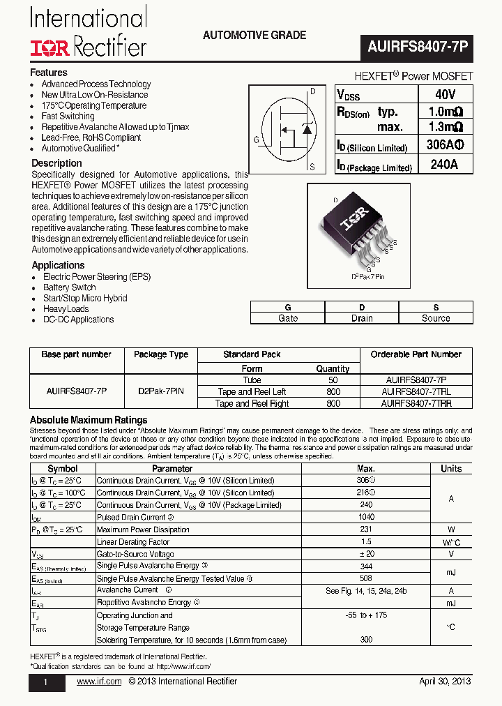 AUIRFS8407-7P_7507324.PDF Datasheet