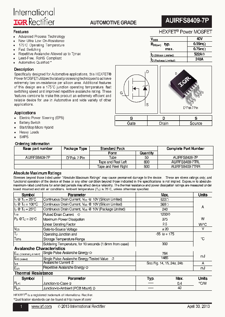 AUIRFS8409-7TRR_7507336.PDF Datasheet