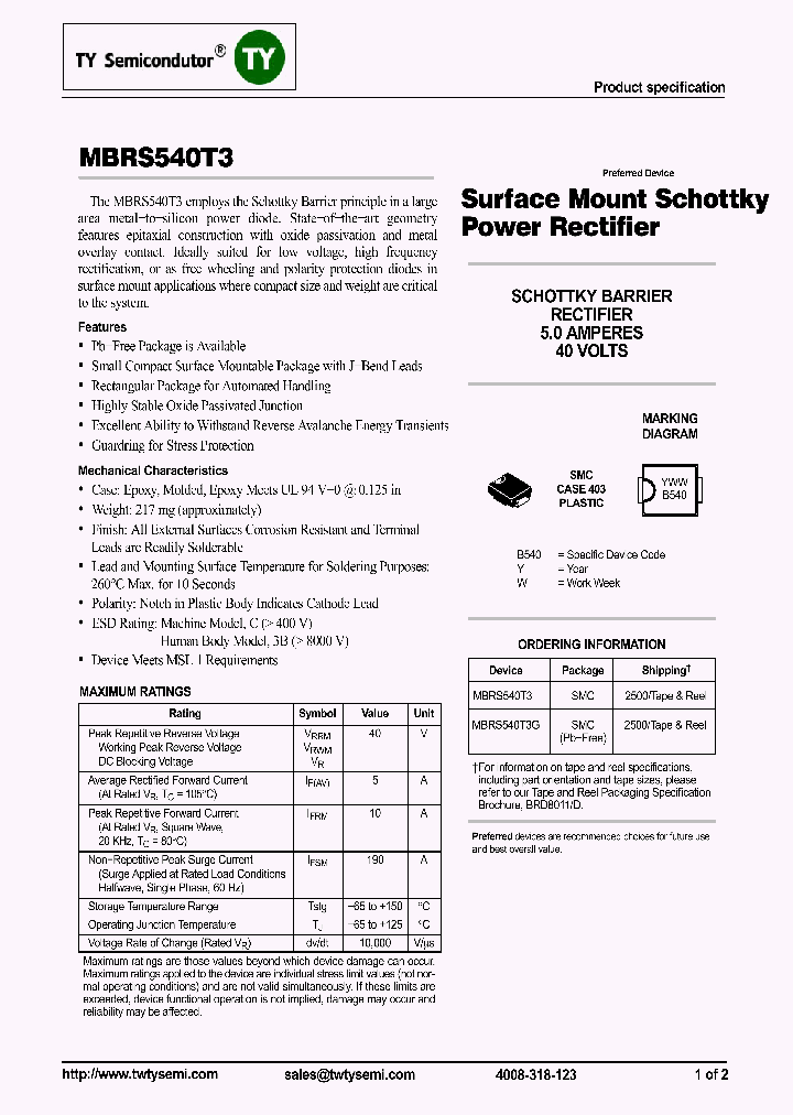 MBRS540T3G_7507806.PDF Datasheet