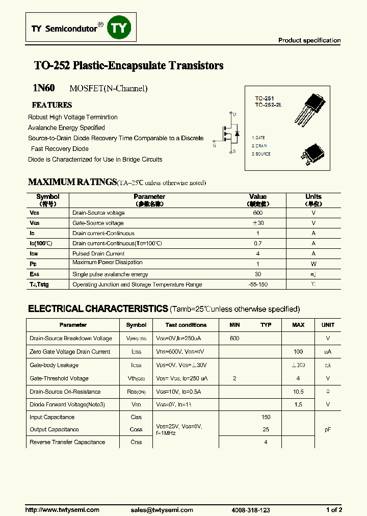 1N60-TO252_7508653.PDF Datasheet