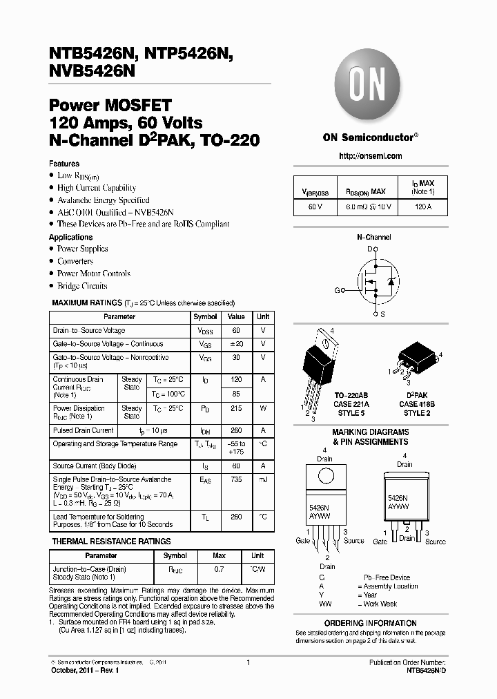 NVB5426NT4G_7509060.PDF Datasheet
