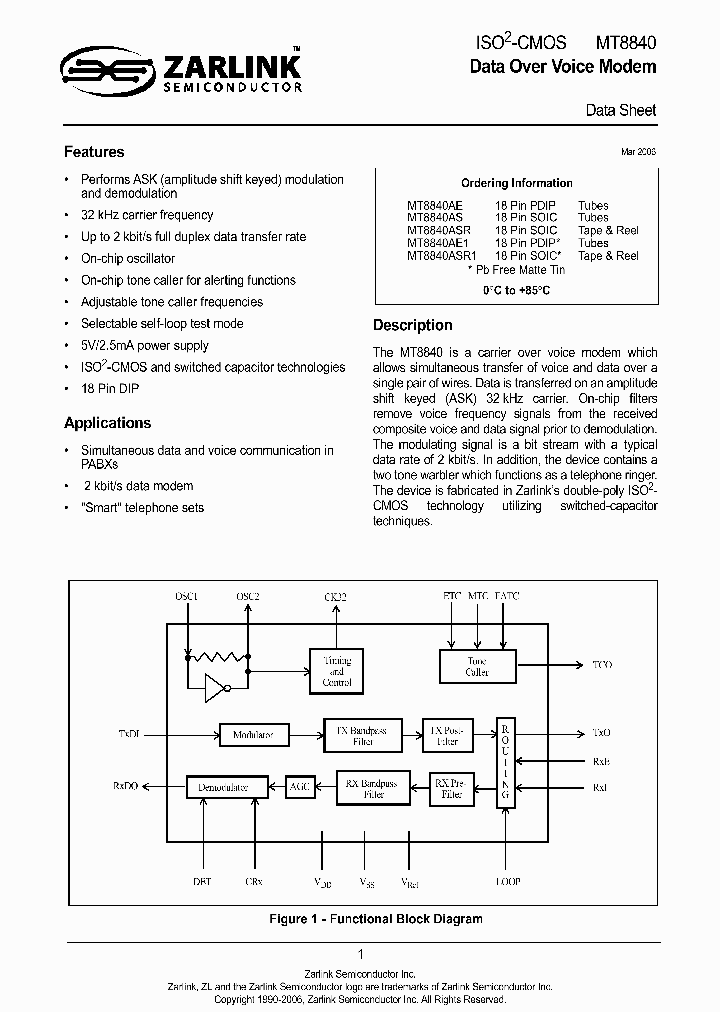ZARLINKSEMICONDUCTORINC-MT8840AS_7509221.PDF Datasheet