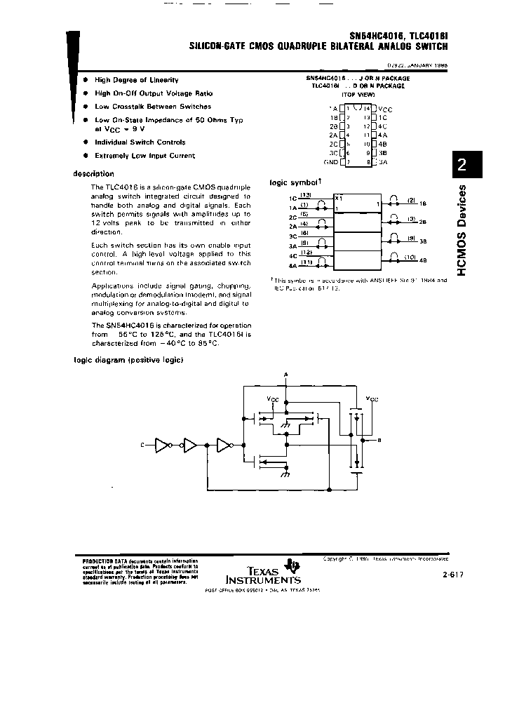 TEXASINSTRUMENTSINC-SN54HC4016N-10_7513215.PDF Datasheet