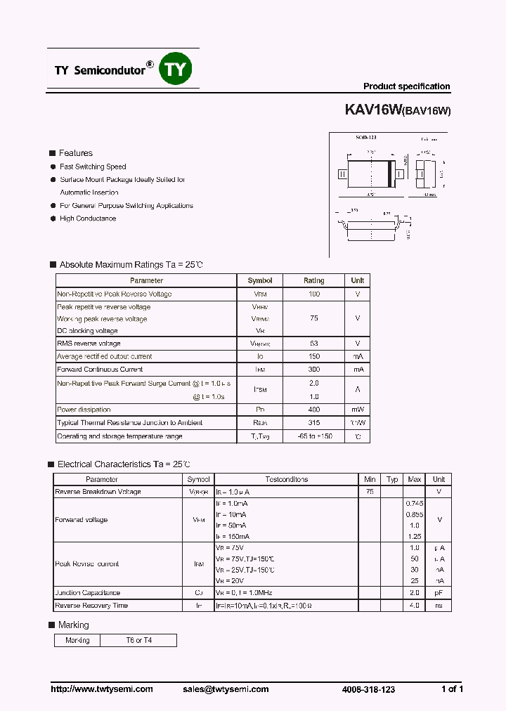 BAV16W_7518543.PDF Datasheet
