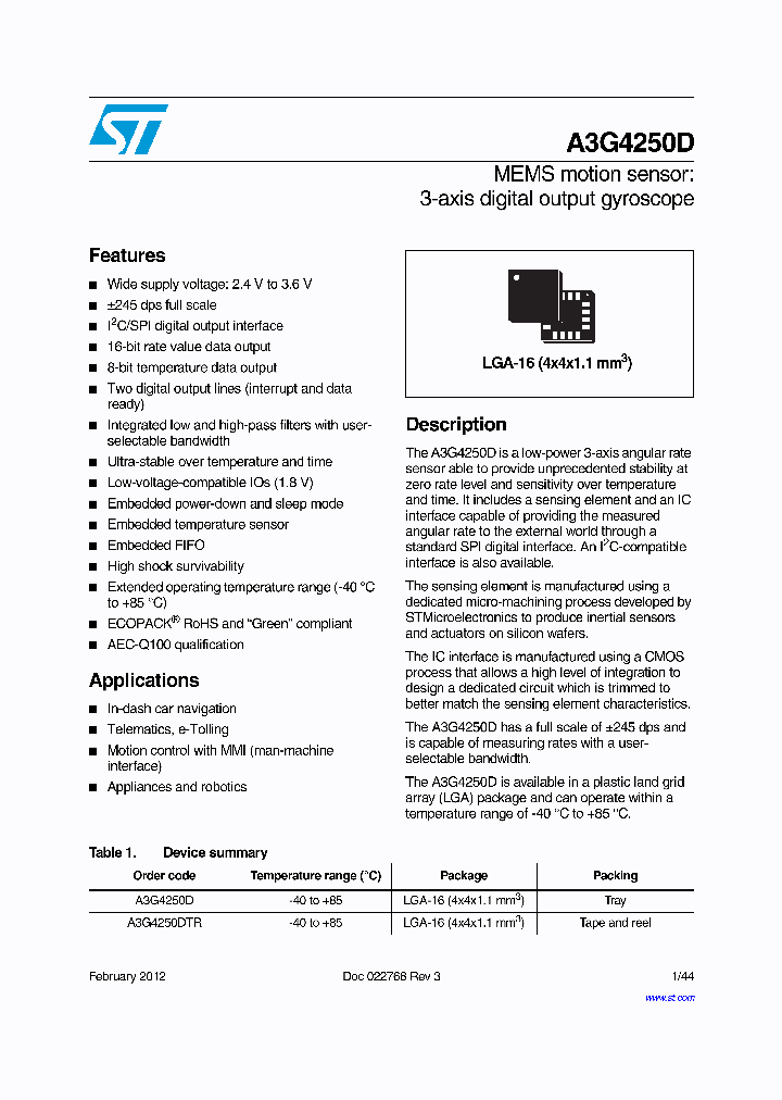 A3G4250D_7519292.PDF Datasheet
