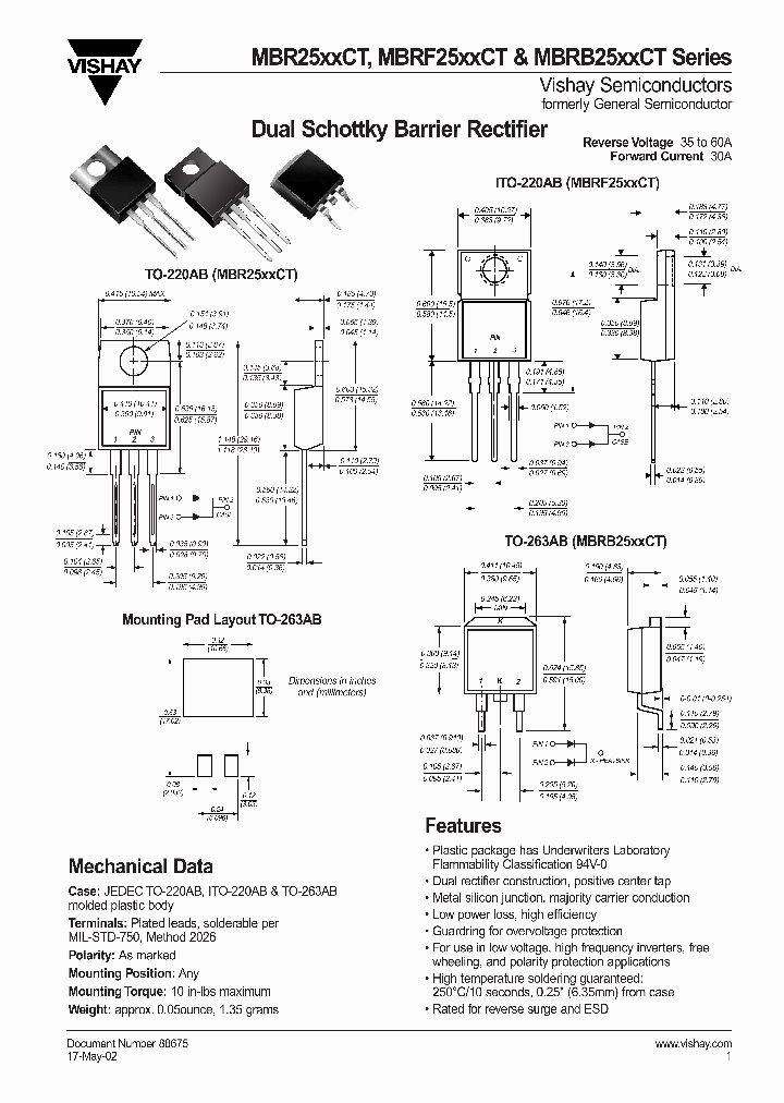 MBR2535CT45-E3_7521087.PDF Datasheet