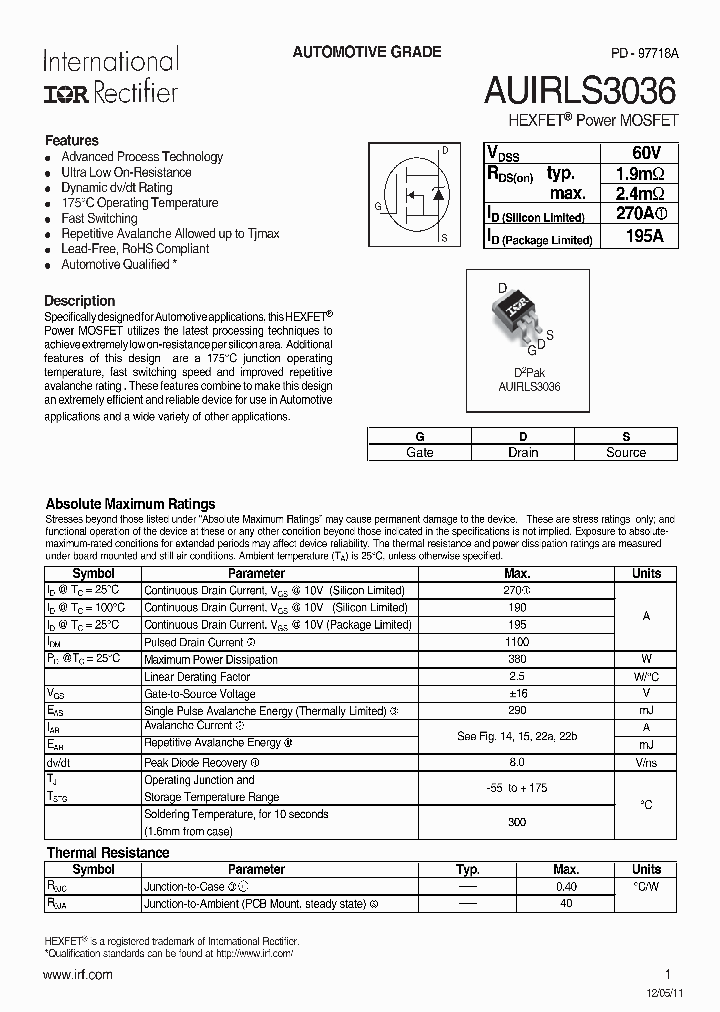 AUIRLS3036TRR_7524633.PDF Datasheet