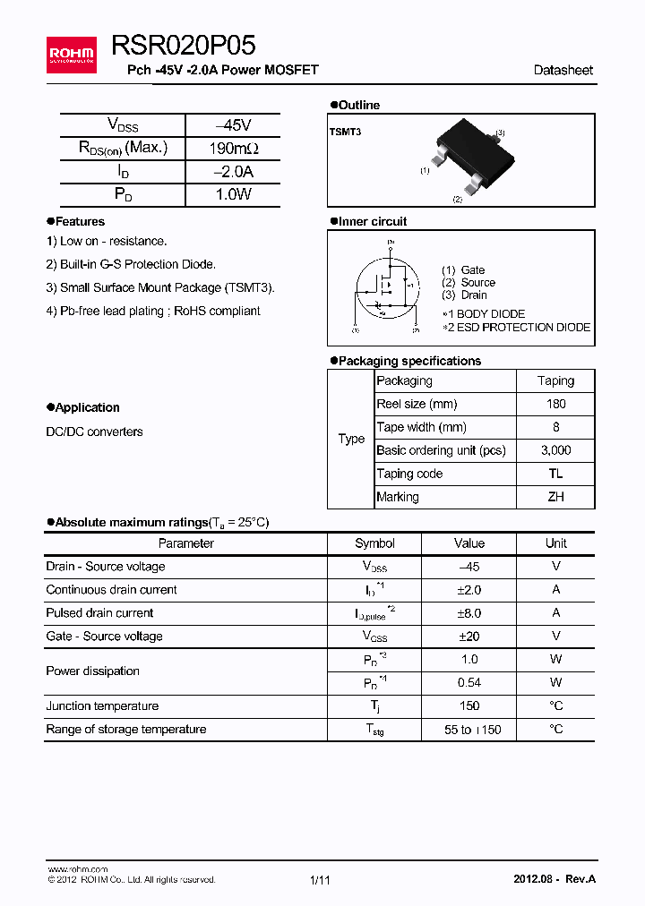 RSR020P05_7525530.PDF Datasheet