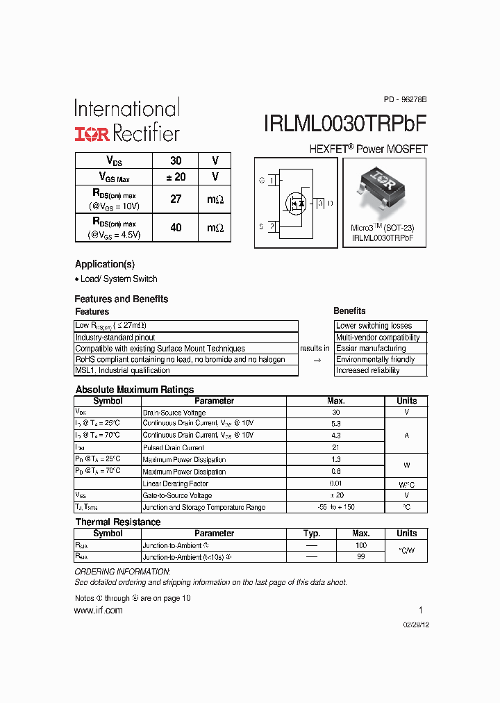 IRLML0030TRPBF_7525932.PDF Datasheet