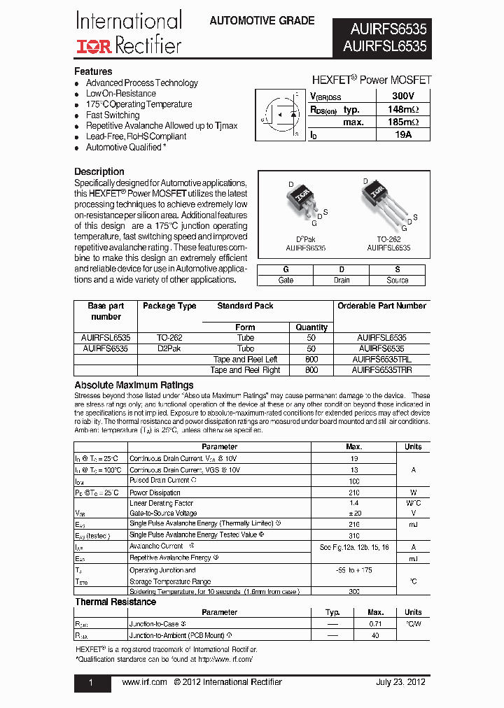 AUIRFS6535_7526928.PDF Datasheet