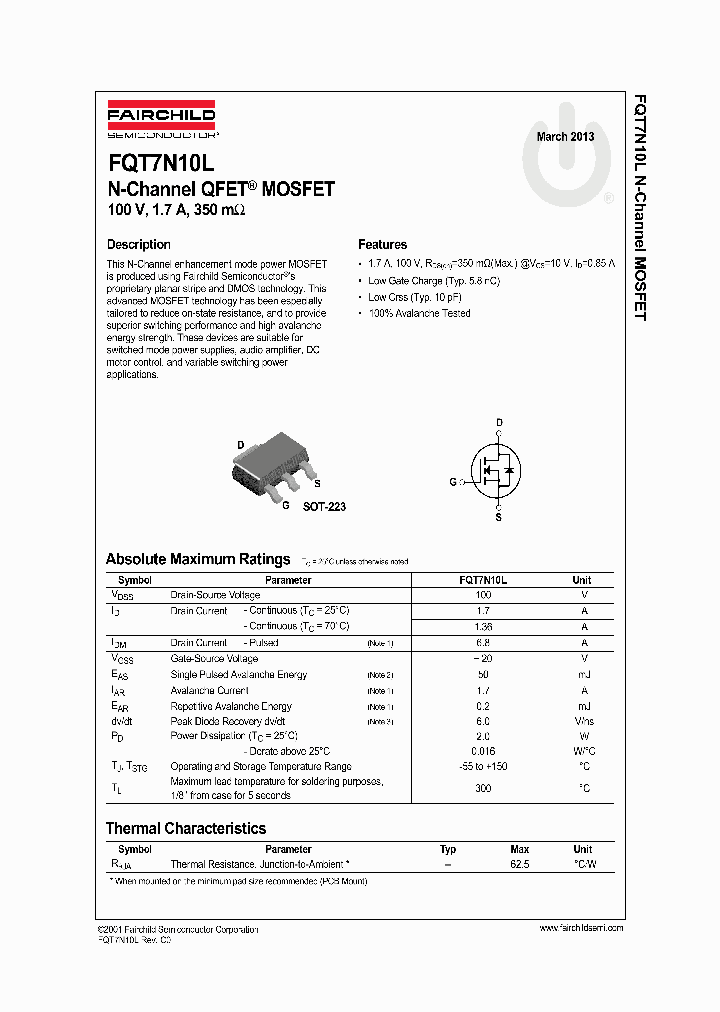 FQT7N10LTF_7529610.PDF Datasheet