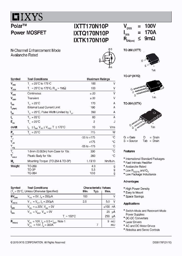 IXTT170N10P_7530945.PDF Datasheet