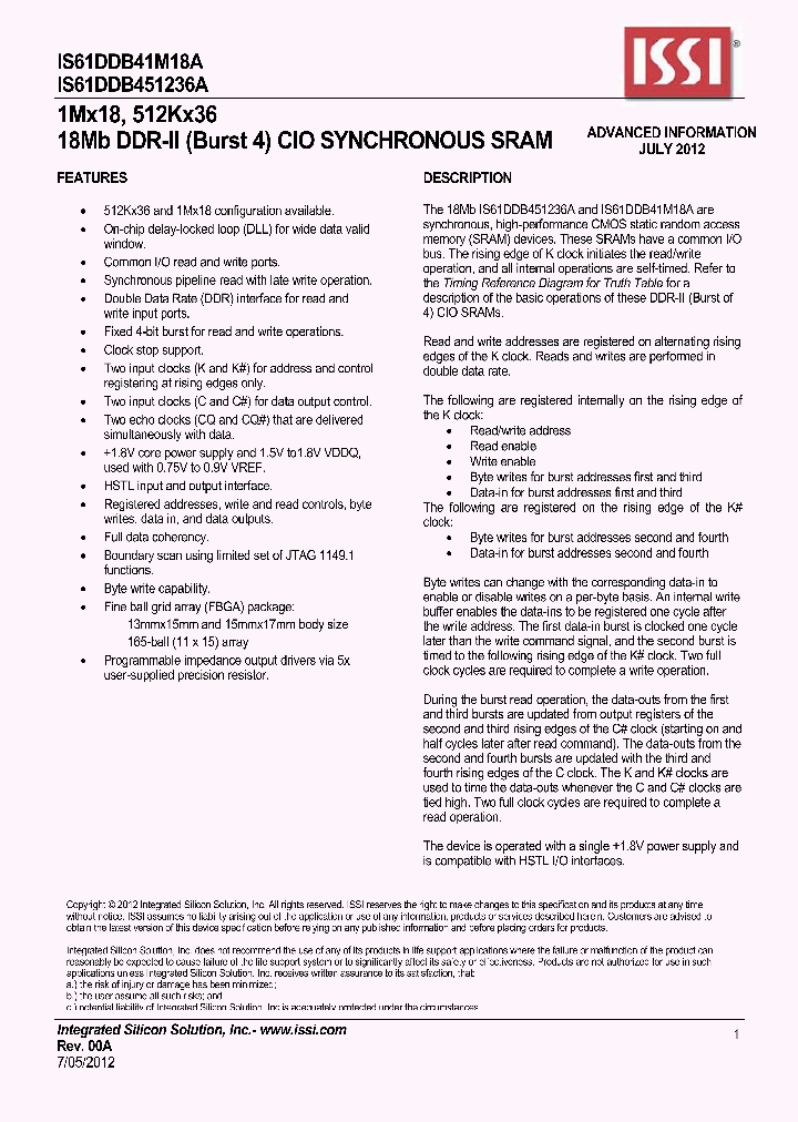 IS61DDB41M18A_7531320.PDF Datasheet