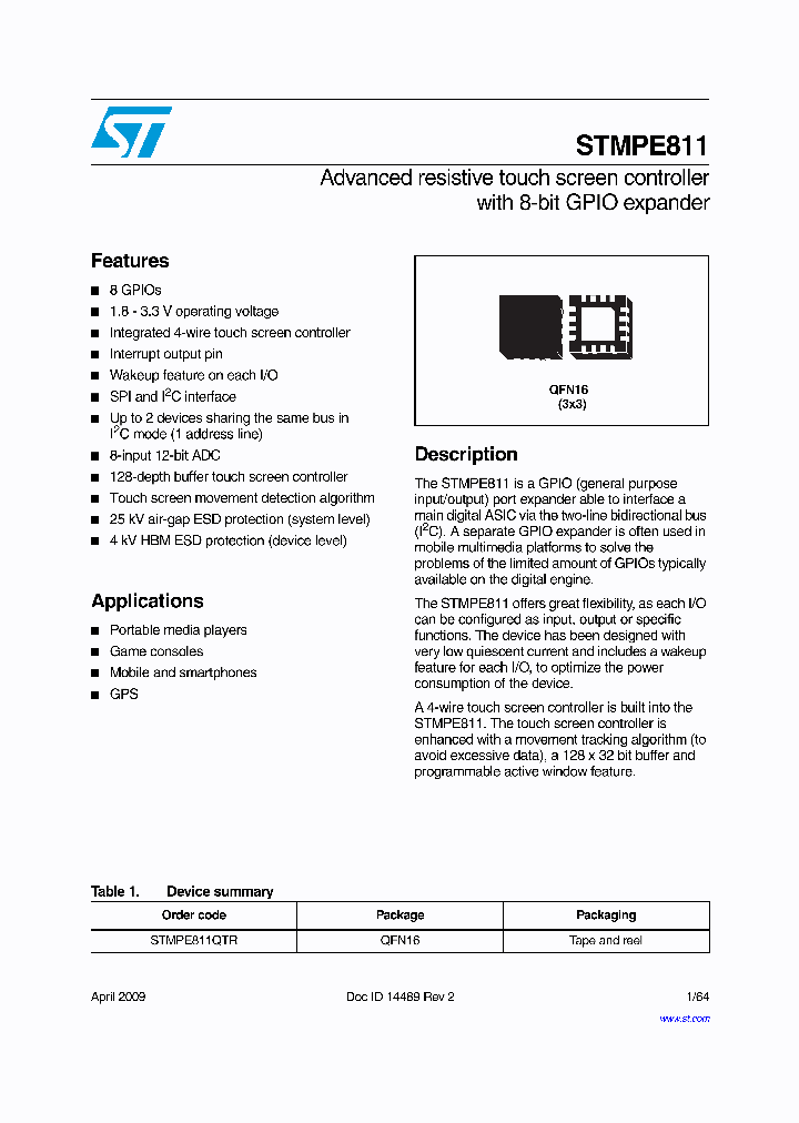 STMPE811QTR_7533217.PDF Datasheet