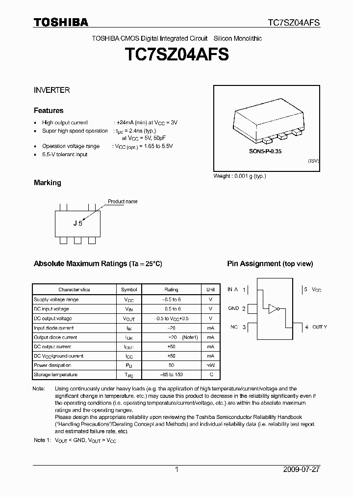 TC7SZ04AFS_7535533.PDF Datasheet
