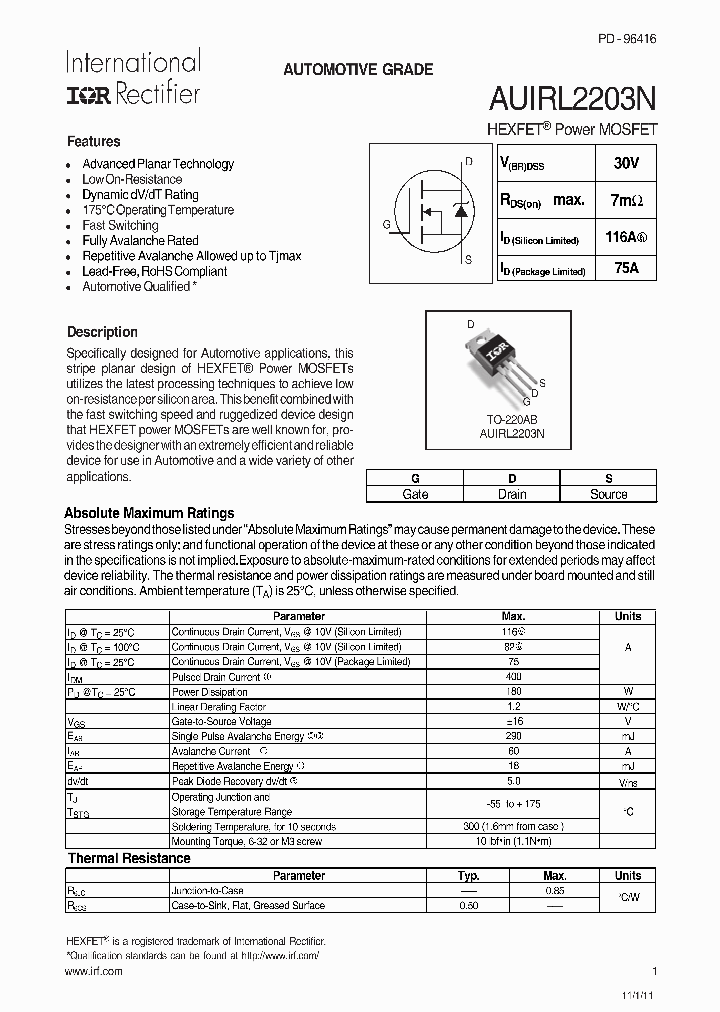 AUIRL2203N_7535752.PDF Datasheet
