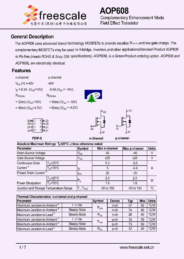 AOP608_7536005.PDF Datasheet
