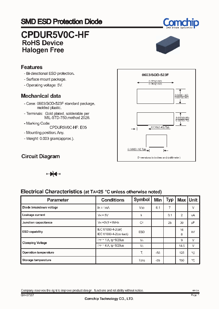 CPDUR5V0C-HF_7538659.PDF Datasheet