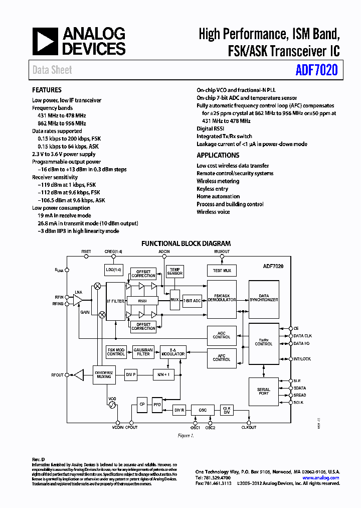 ADF7020BCPZ_7540190.PDF Datasheet
