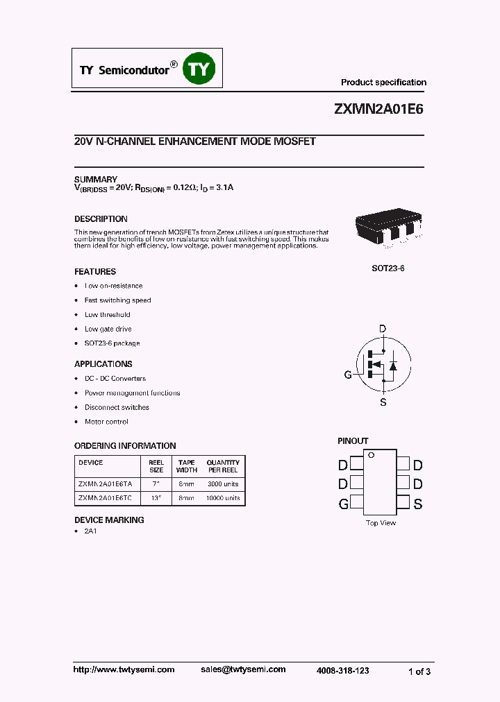 ZXMN2A01E6TA_7545321.PDF Datasheet
