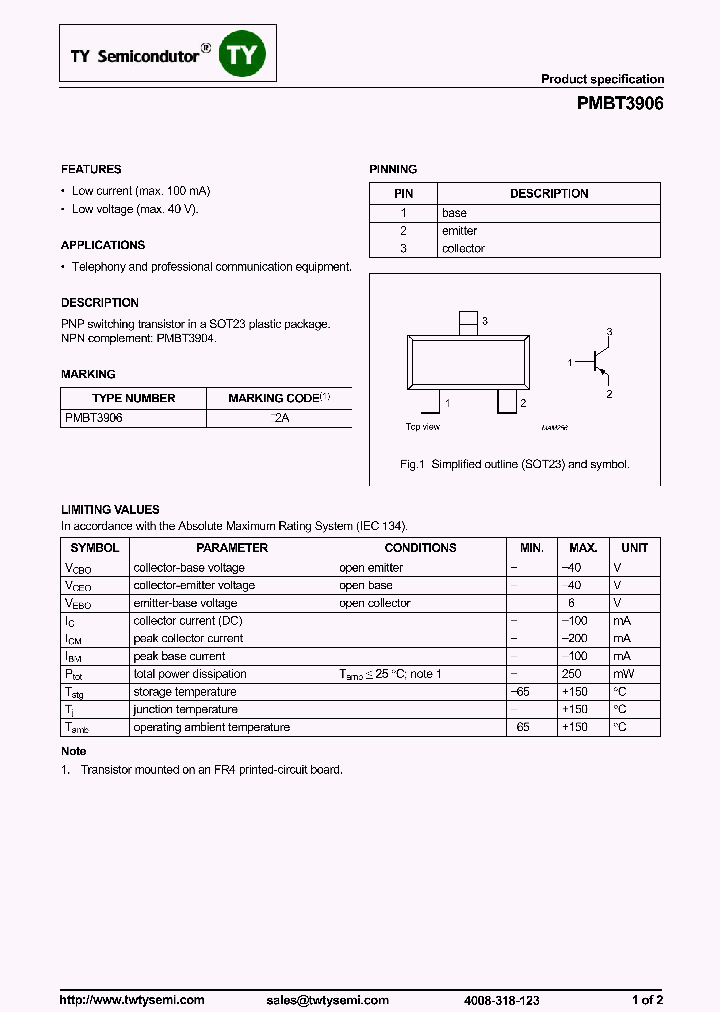PMBT3906_7546225.PDF Datasheet