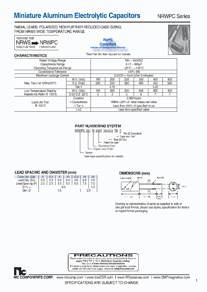 NRWPC101M160V16X25F_7548723.PDF Datasheet