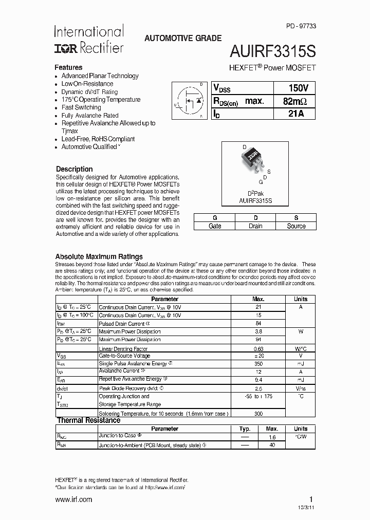 AUIRF3315S_7549349.PDF Datasheet