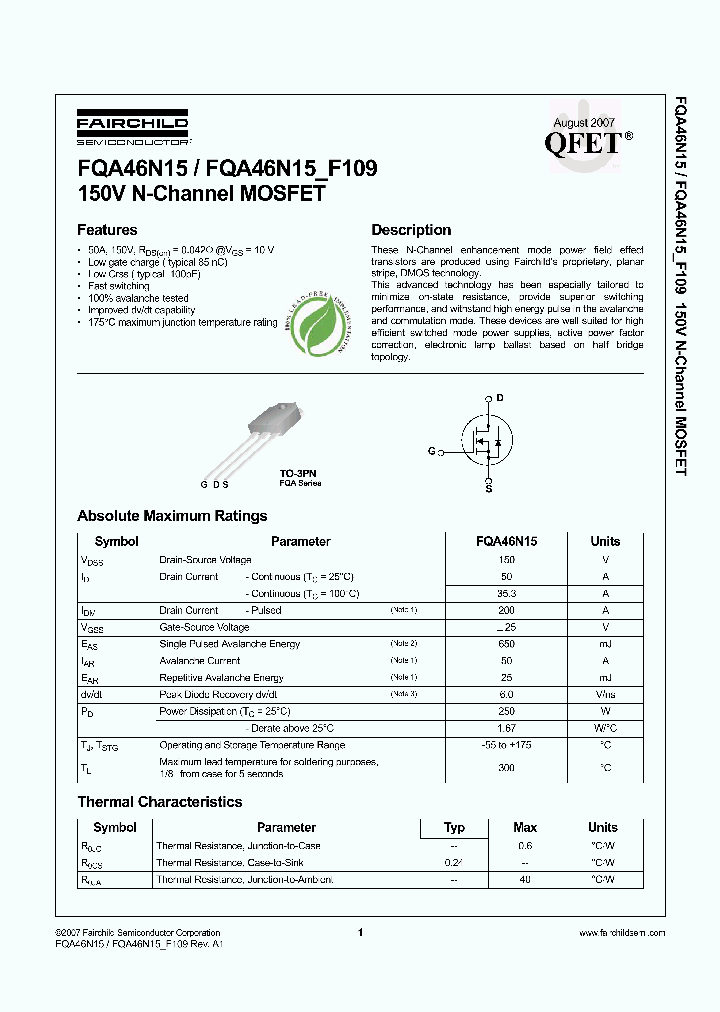 FQA46N15NL_7549204.PDF Datasheet