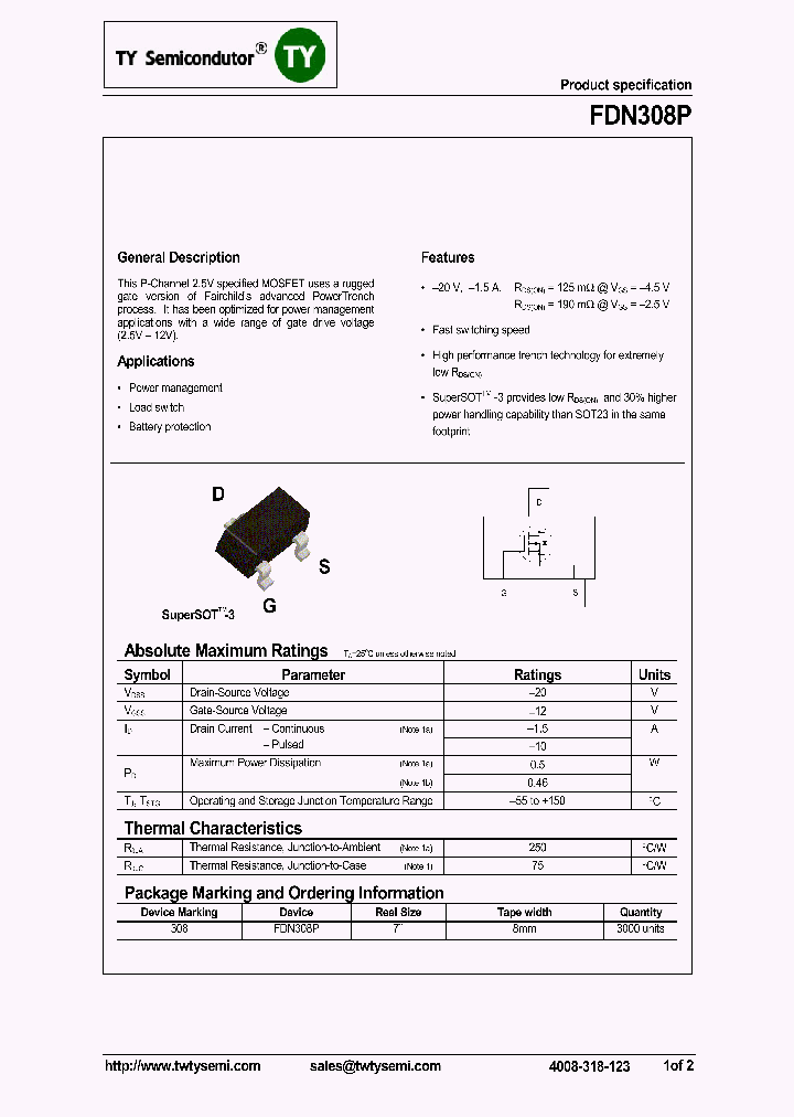 FDN308P_7550131.PDF Datasheet