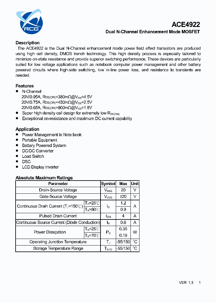 ACE4922_7551422.PDF Datasheet