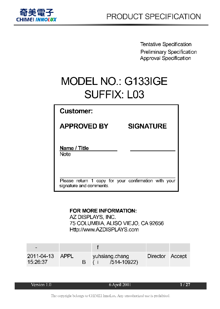 G133IGE-L03_7553657.PDF Datasheet