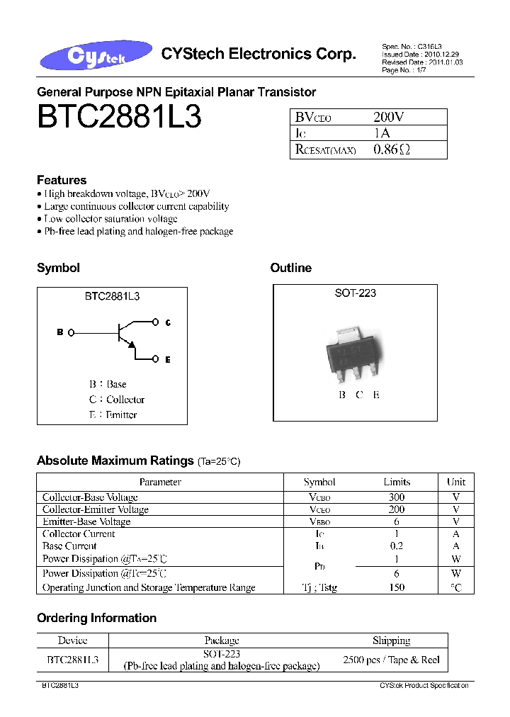 BTC2881L3_7553855.PDF Datasheet